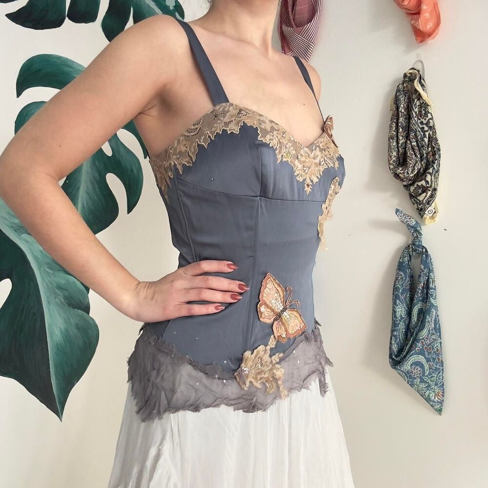 Mandalay-designs Women's Blue and Cream Vest - Picture 2 of 8